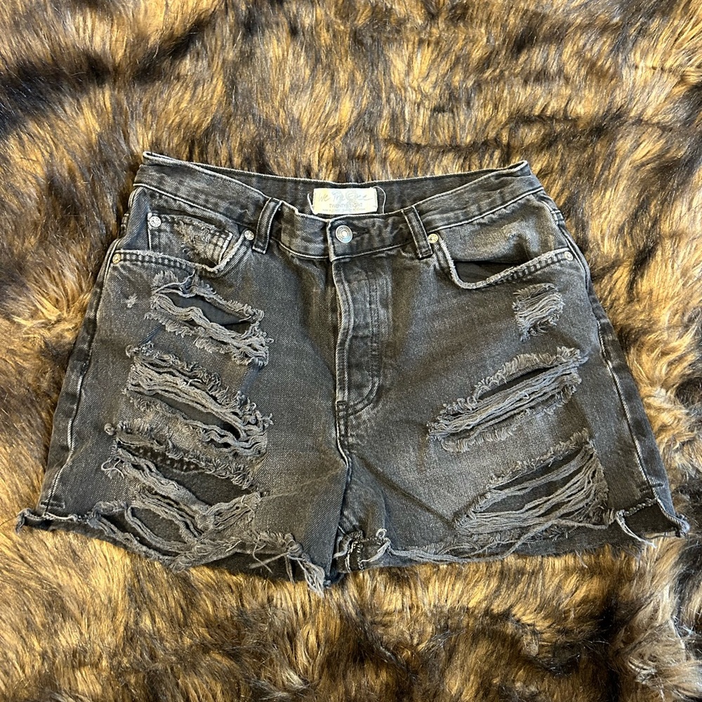 We The Free Black Distressed Jean Shorts High-Rise